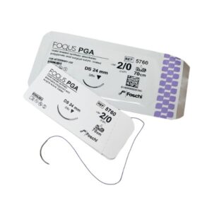 SUTURA PGA FOQUS SINTETICA ASSORBIBILE INTRECCIATO E RIVESTITO VIOLA USP 2-0 AGO TR.3-8 CERCHIO 26 MM 70 CM