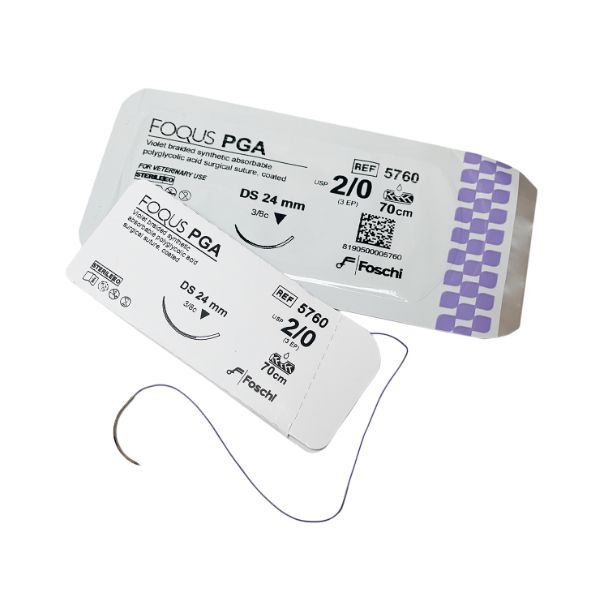 SUTURA PGA FOQUS INTRECCIATO E RIVESTITO VIOLA USP 3-0 AGO TRIANGOLARE 3-8 CERCHIO 24 MM 70 CM