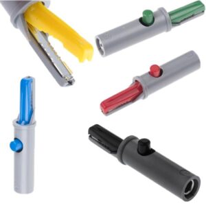 ELETTROCARDIOGRAFO:ADATTATORE A BANANA MORSETTO A COCCODRILLO 4 MM BLU