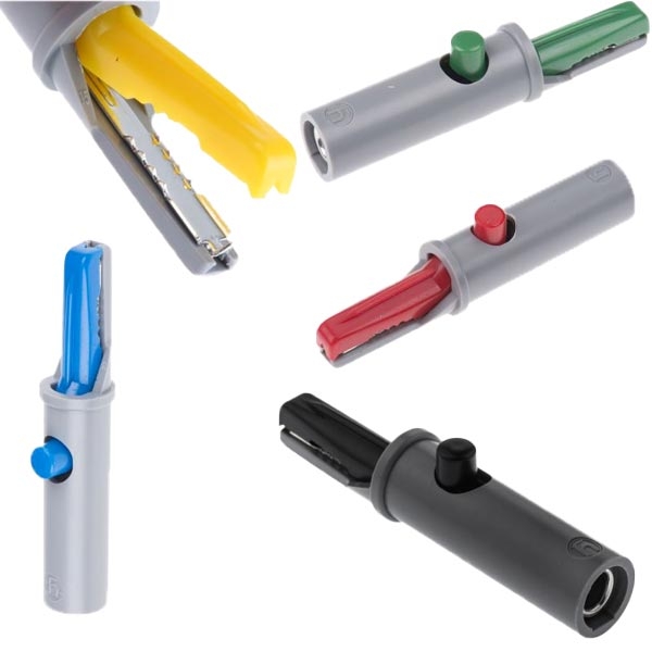ELETTROCARDIOGRAFO:ADATTATORE A BANANA MORSETTO A COCCODRILLO 4 MM BLU
