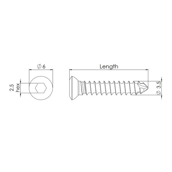 veterinary instrumentation - Vite Corticale Autofilettante ø 3,5 x 14 mm - CSST3514