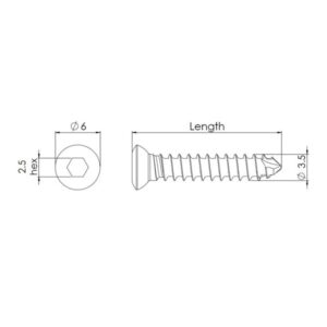 veterinary instrumentation - Vite Corticale Autofilettante ø 3,5 x 22 mm - CSST3522